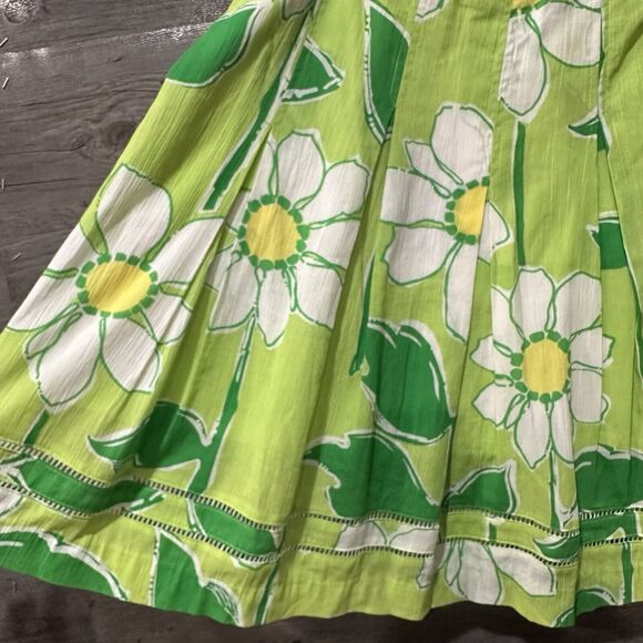 Lilly Pulitzer Women’s A-Line Pleated Wrap Skirt Sz 4 Green Floral Daisy - Picture 3 of 8